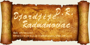 Đorđije Radmanovac vizit kartica